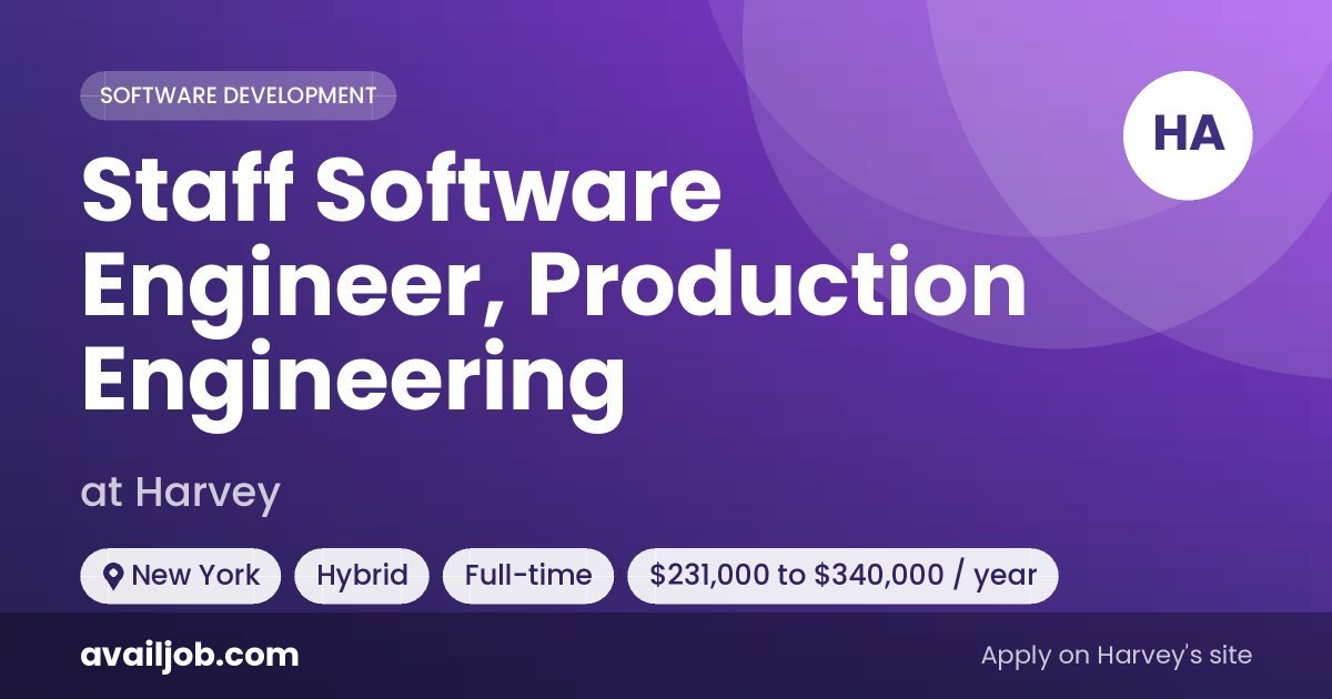 Staff Software Engineer, Production Engineering job at Harvey in New York