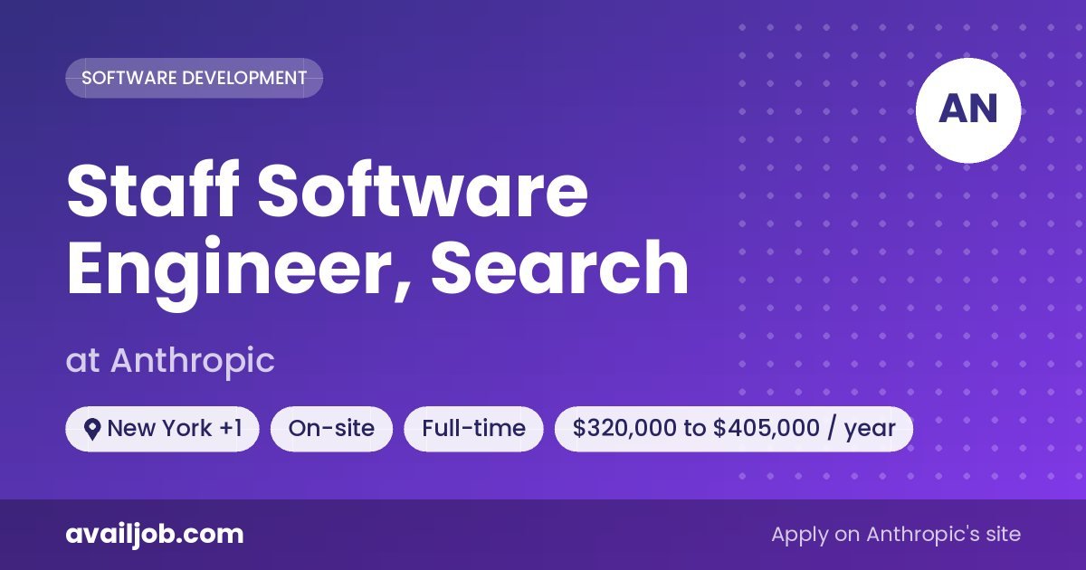 Staff Software Engineer, Search job at Anthropic in New York