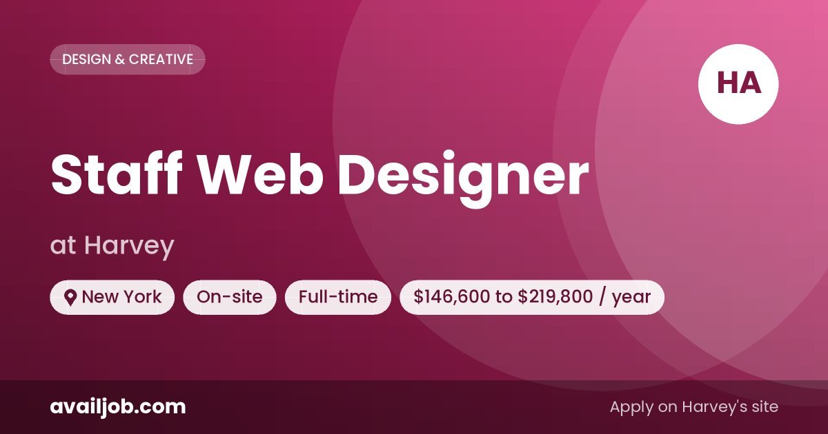 Staff Web Designer job at Harvey in New York