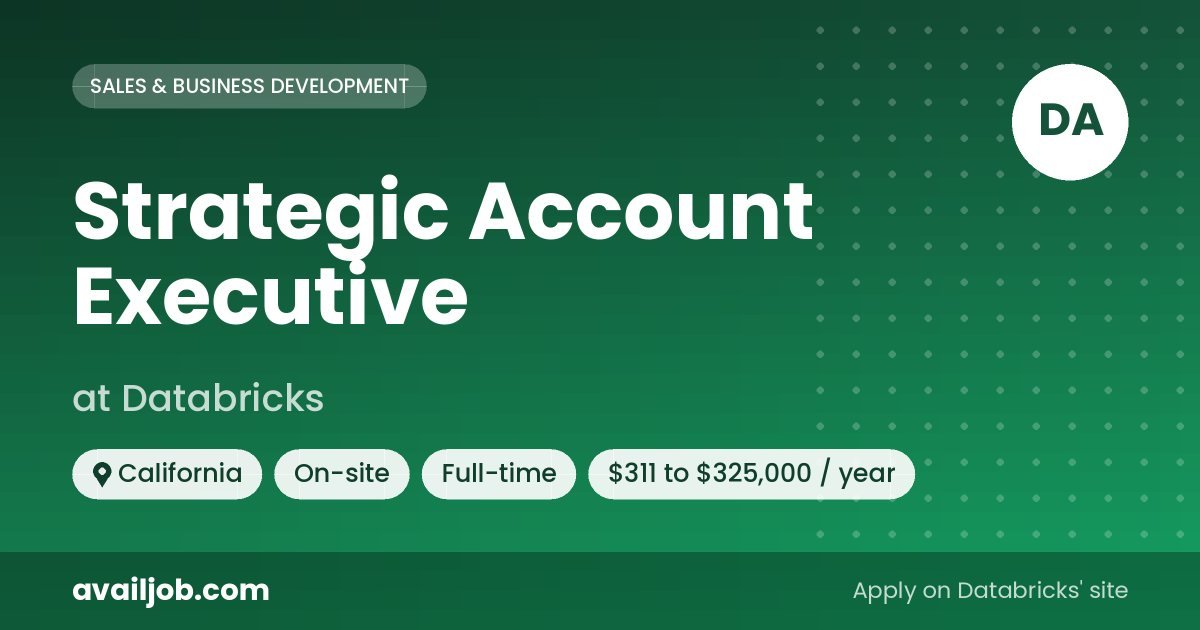 Strategic Account Executive job at Databricks in California