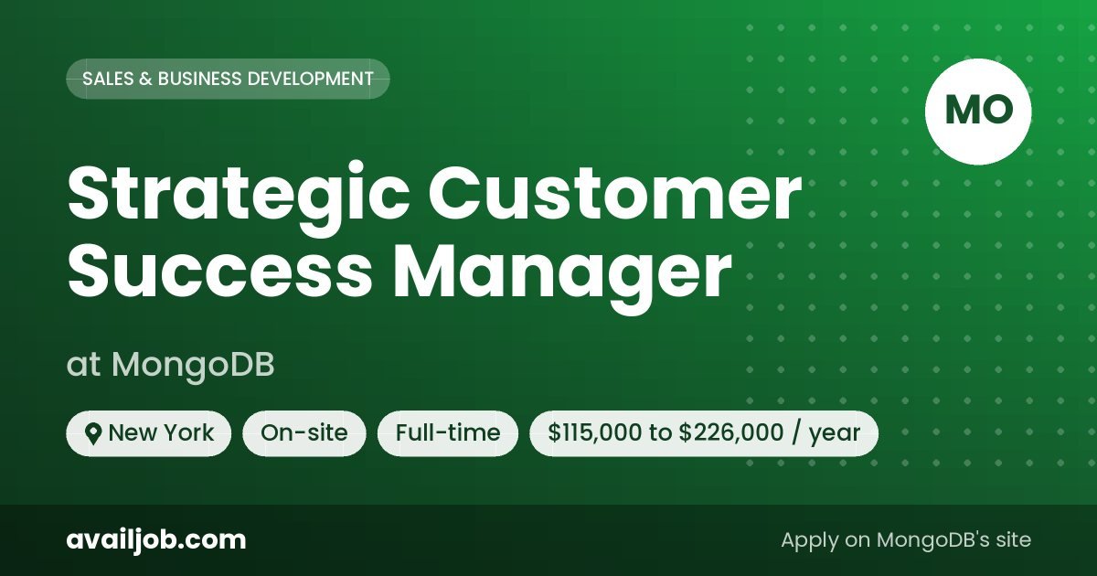 Strategic Customer Success Manager job at MongoDB in New York