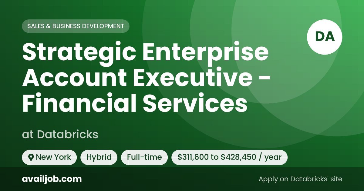 Strategic Enterprise Account Executive - Financial Services job at Databricks in New York