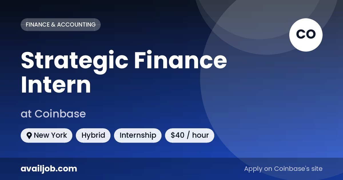 Strategic Finance Intern job at Coinbase in New York