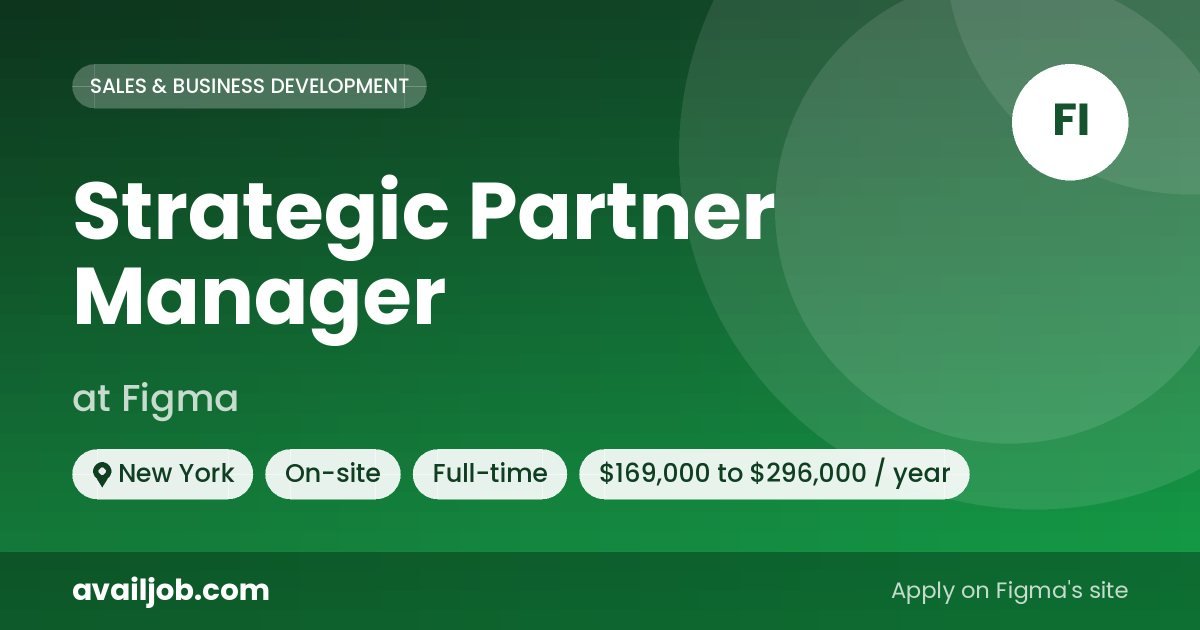Strategic Partner Manager job at Figma in New York