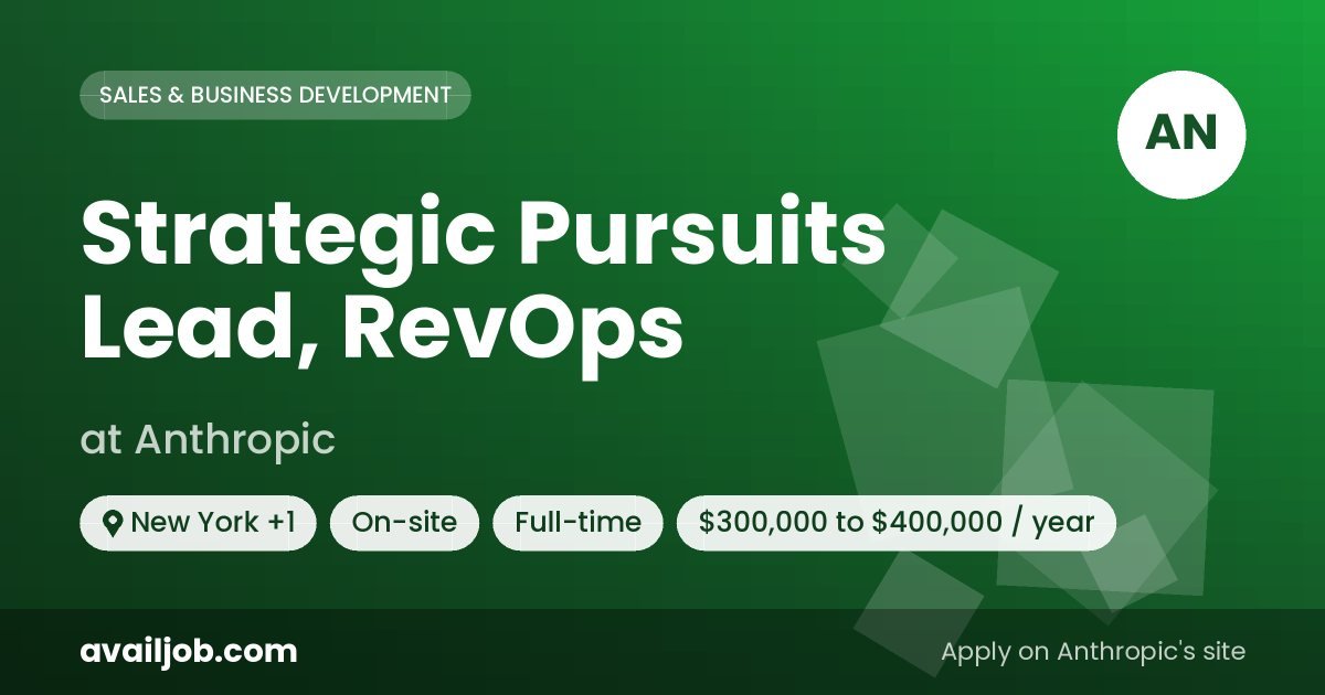 Strategic Pursuits Lead, RevOps job at Anthropic in New York