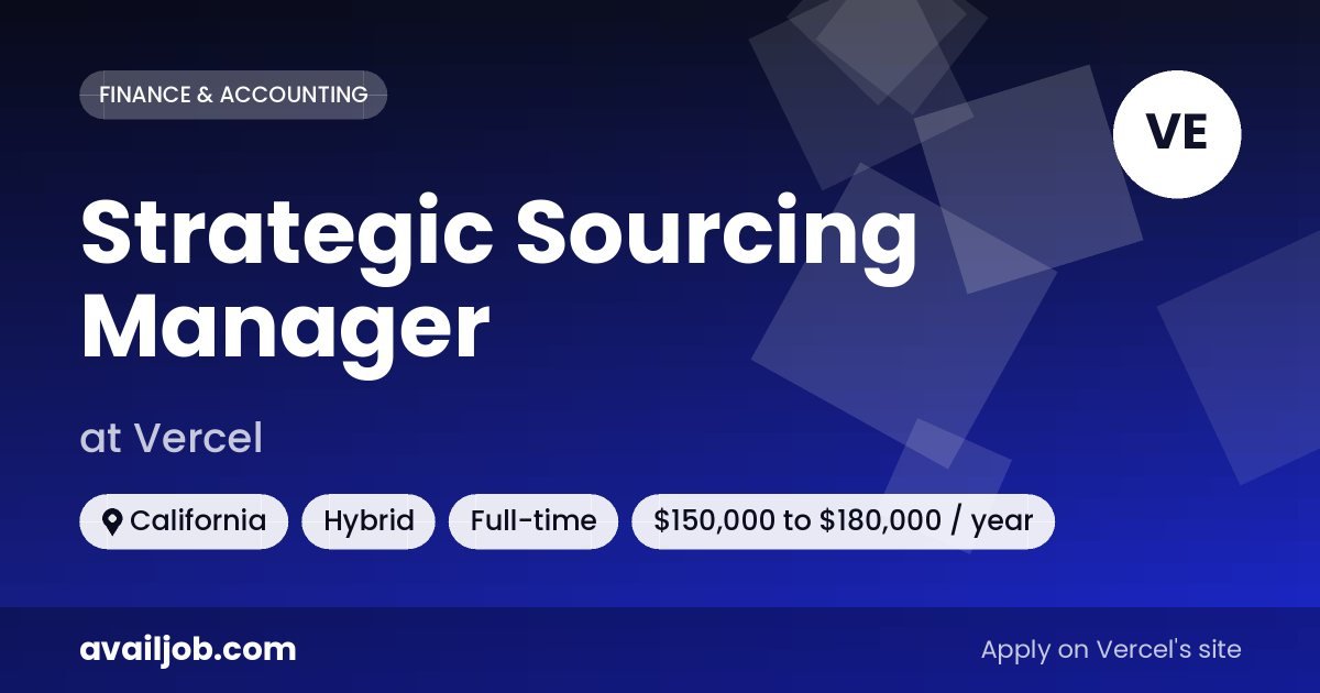 Strategic Sourcing Manager job at Vercel in California