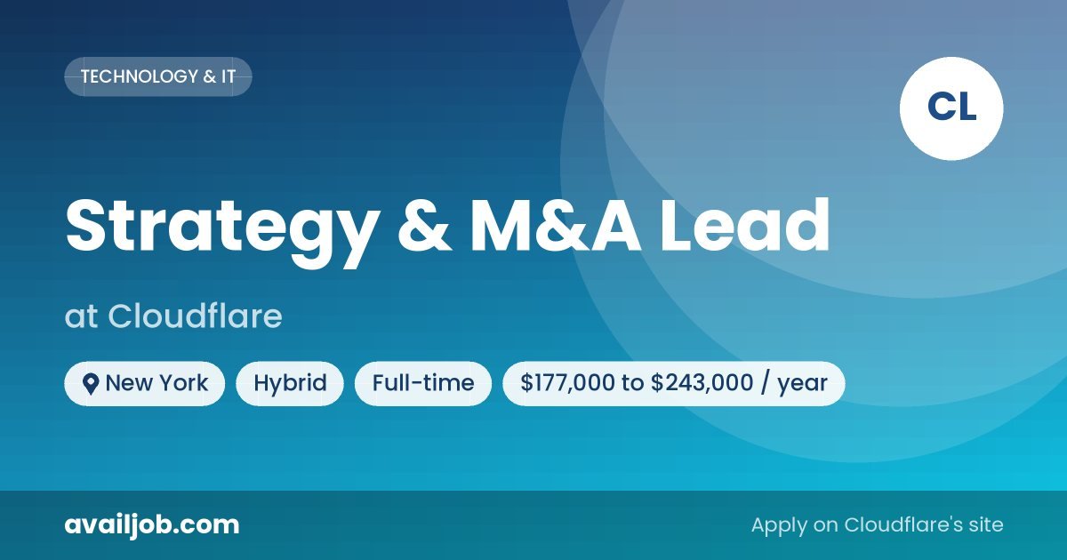 Strategy & M&A Lead job at Cloudflare in New York