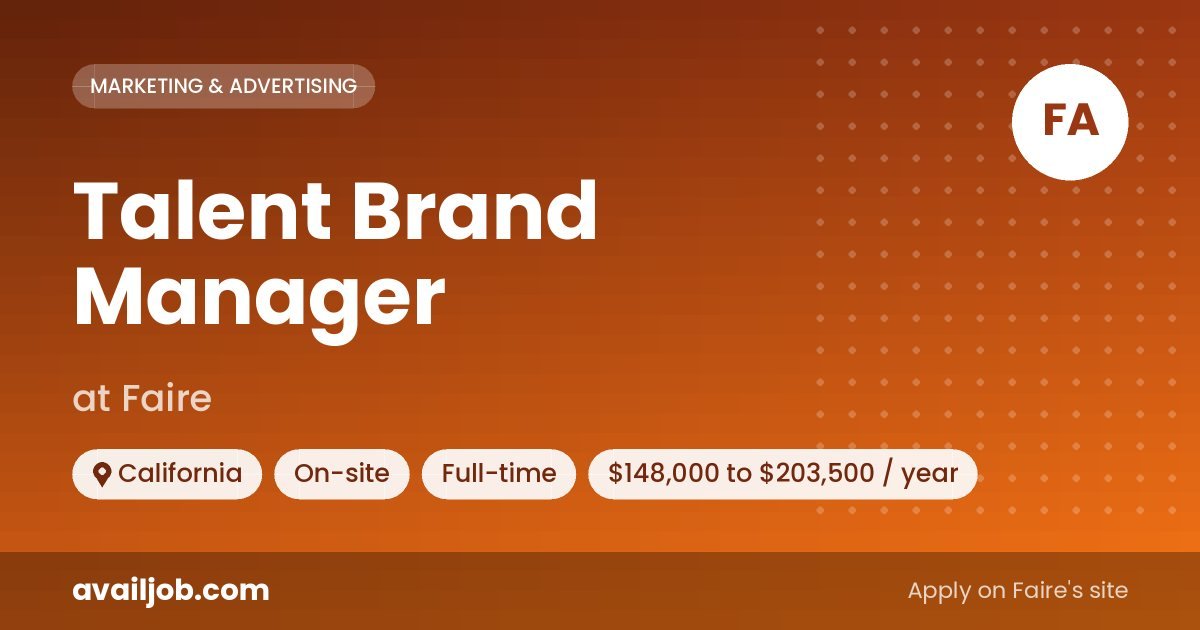 Talent Brand Manager job at Faire in California