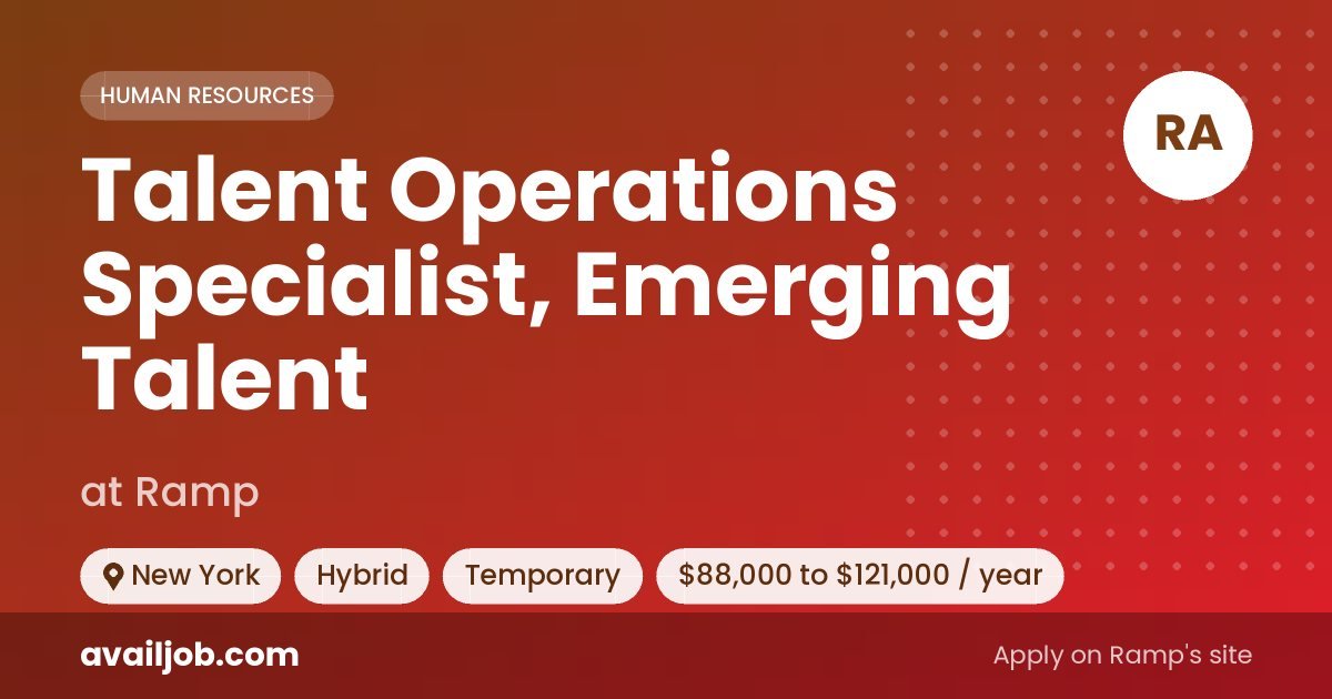 Talent Operations Specialist, Emerging Talent job at Ramp in New York