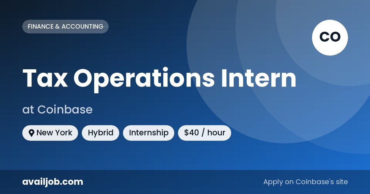 Tax Operations Intern job at Coinbase in New York