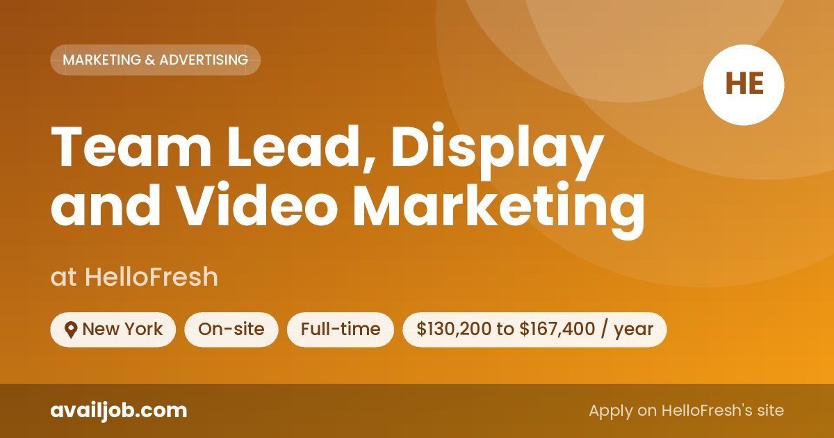 Team Lead, Display and Video Marketing job at HelloFresh in New York