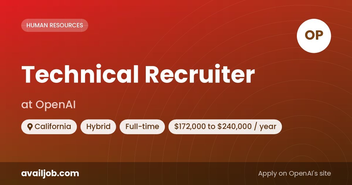Technical Recruiter job at OpenAI in California
