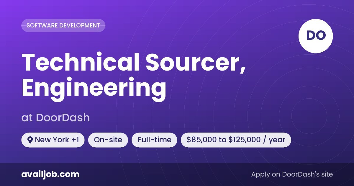 Technical Sourcer, Engineering job at DoorDash in New York