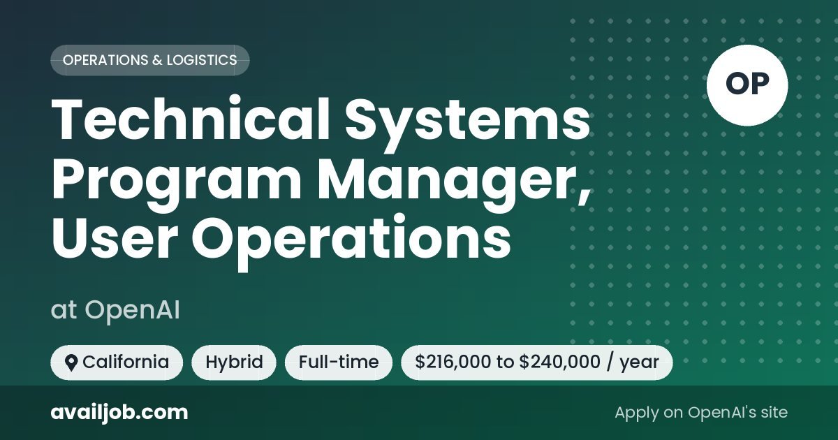 Technical Systems Program Manager, User Operations job at OpenAI in California