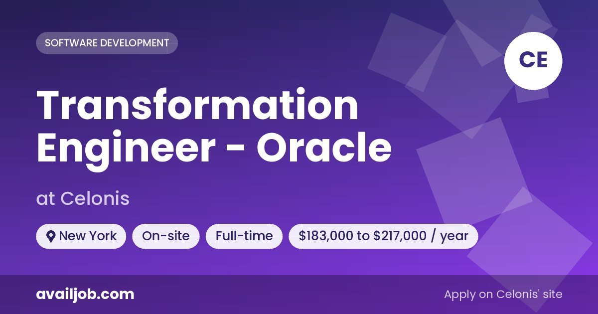 Transformation Engineer - Oracle job at Celonis in New York