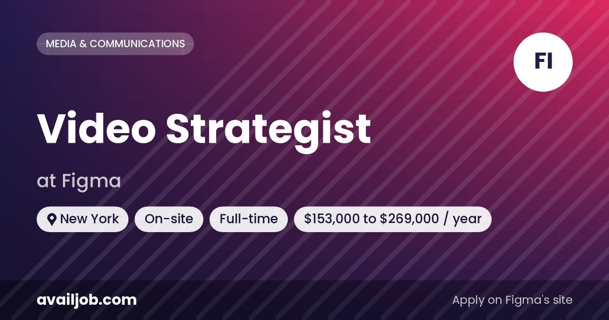 Video Strategist job at Figma in New York
