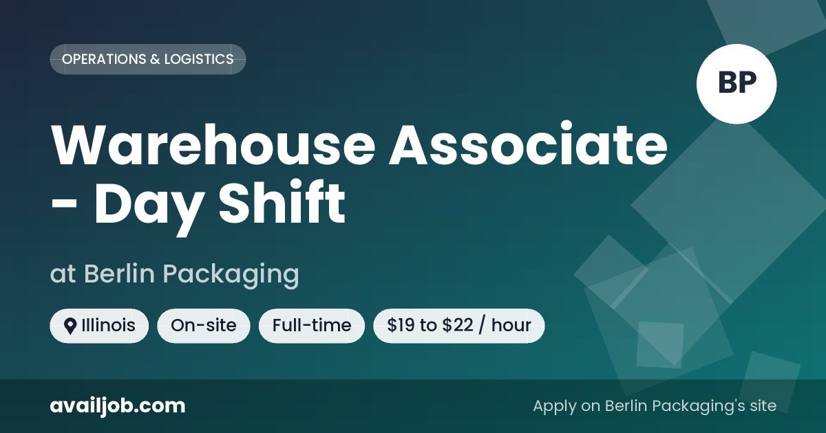 Warehouse Associate - Day Shift job at Berlin Packaging in Illinois