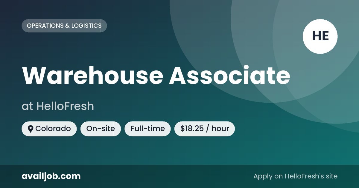 Warehouse Associate job at HelloFresh in Colorado