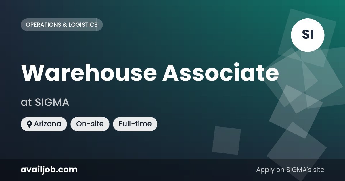 Warehouse Associate job at SIGMA in Arizona