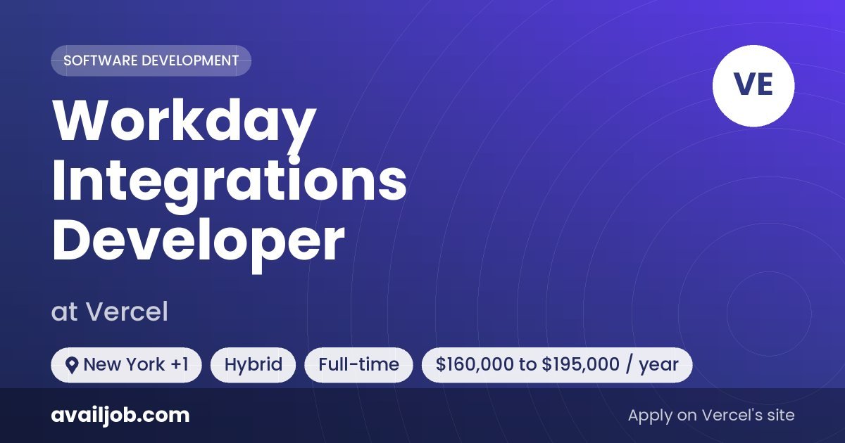 Workday Integrations Developer job at Vercel in New York